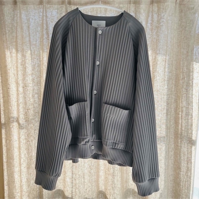 UNISEXアイテムstein 21ss PLEATED KNIT CARDIGAN GREIGE