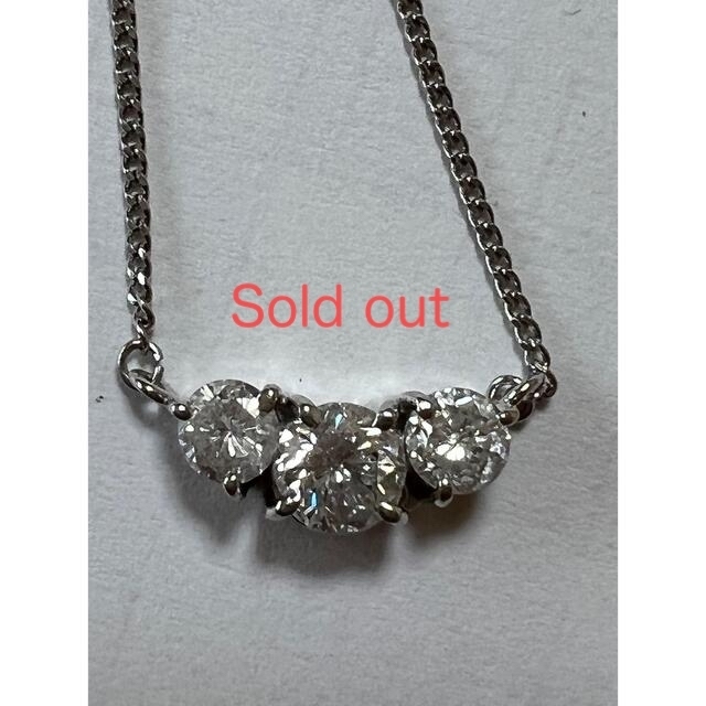 春早割 ピュアリー♪ 1ct Pt850 スリーストーンダイヤネックレスPt900