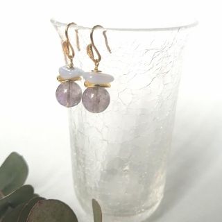 ブルーレースアゲートとアメジストのピアス(ピアス)