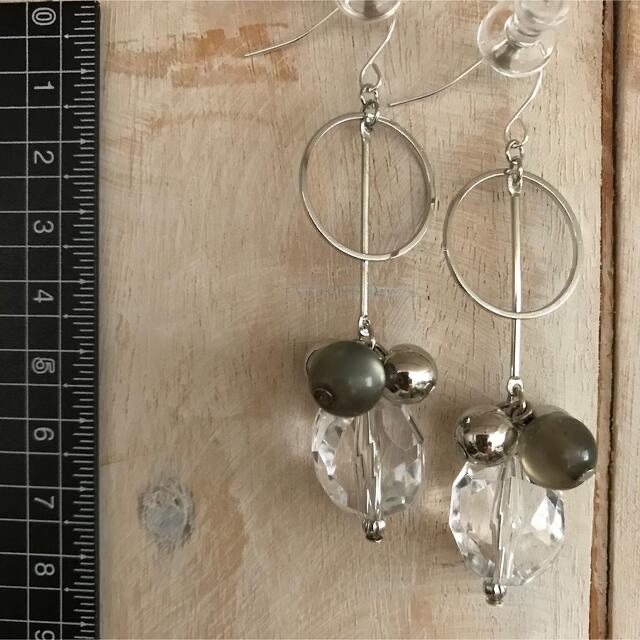 No.103♡シルバーフープ×じゃらじゃらゆらゆらピアス/イヤリング ハンドメイドのアクセサリー(ピアス)の商品写真