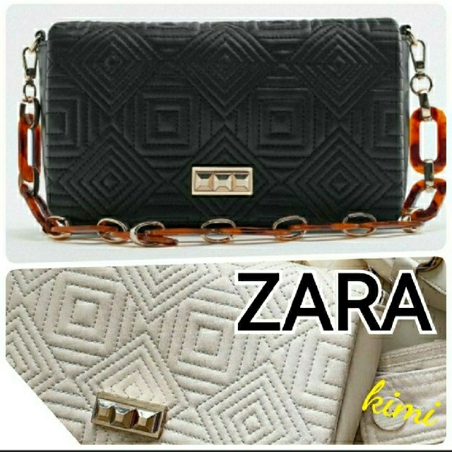 ZARA(ザラ)のZARA　完売済　(黒)　ビーズチェーンショルダーバッグ レディースのバッグ(ショルダーバッグ)の商品写真