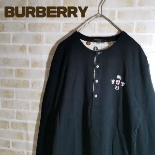 バーバリーブラックレーベル(BURBERRY BLACK LABEL)のBURBERRY 長袖 日本製 ワンポイントロゴ エンブレム 人気商品 古着(Tシャツ/カットソー(七分/長袖))