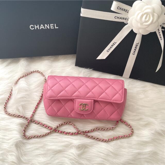 【極美品】CHANEL アイウェアケース ピンク チェーンショルダーバッグ