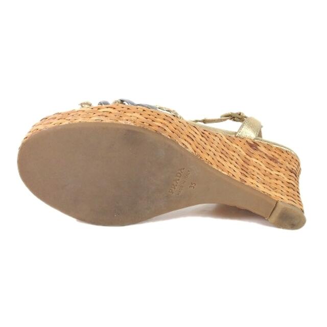 PRADA(プラダ)のプラダ クロスストラップ サンダル ラタン ウェッジソール 厚底 シューズ レディースの靴/シューズ(サンダル)の商品写真