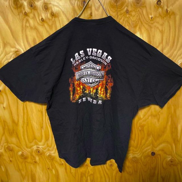 ハーレー ダビッドソン ラスベガス 古着 ブラック Tシャツ 半袖 炎