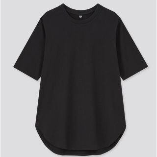 ユニクロ(UNIQLO)の【新品】UNIQLO💗スムースコットンラウンドヘムロングT💗半袖(Tシャツ(半袖/袖なし))