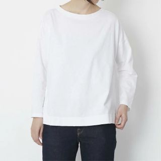 DAYS/ホワイト/コットンボートネックプルオーバー(カットソー(長袖/七分))