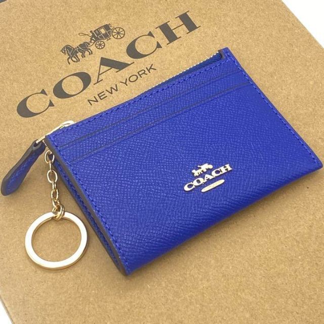 COACH(コーチ)のCOACH コーチ カードケース コインケース 小銭入　定期入　ブルー レディースのファッション小物(コインケース)の商品写真