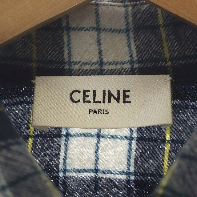 celine(セリーヌ)のセリーヌ 21AW チェック ウール ルーズ 長袖シャツ 38 紺 ネイビー メンズのトップス(シャツ)の商品写真