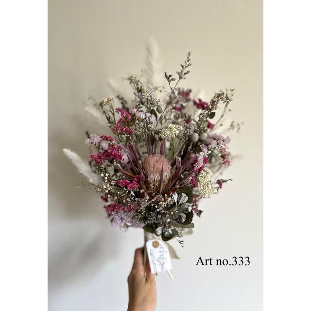 White＆pink bouquet no.333 ハンドメイドのフラワー/ガーデン(ドライフラワー)の商品写真