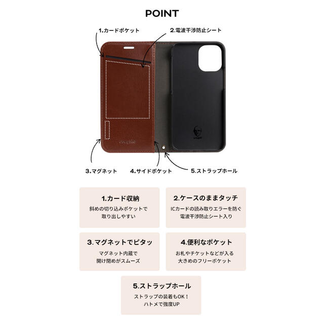 iPhone(アイフォーン)のoregalo OREGALO DIARY CASE IP12 MINI グレー スマホ/家電/カメラのスマホアクセサリー(モバイルケース/カバー)の商品写真