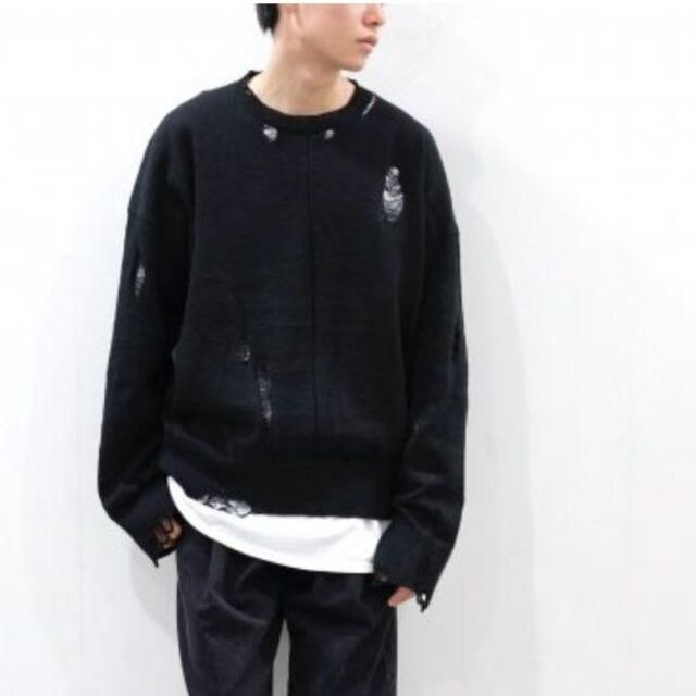 のつなぎ stein - stein OVERSIZED DAMAGED KNIT LS(BLACK)の通販 by