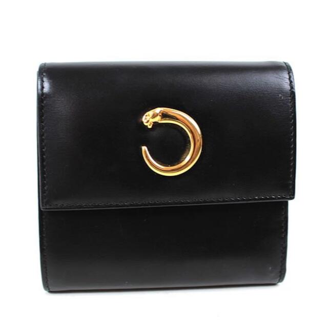 売れ カルティエ 三つ折り財布 財布 ブラック 黒 美品 p676 【中古