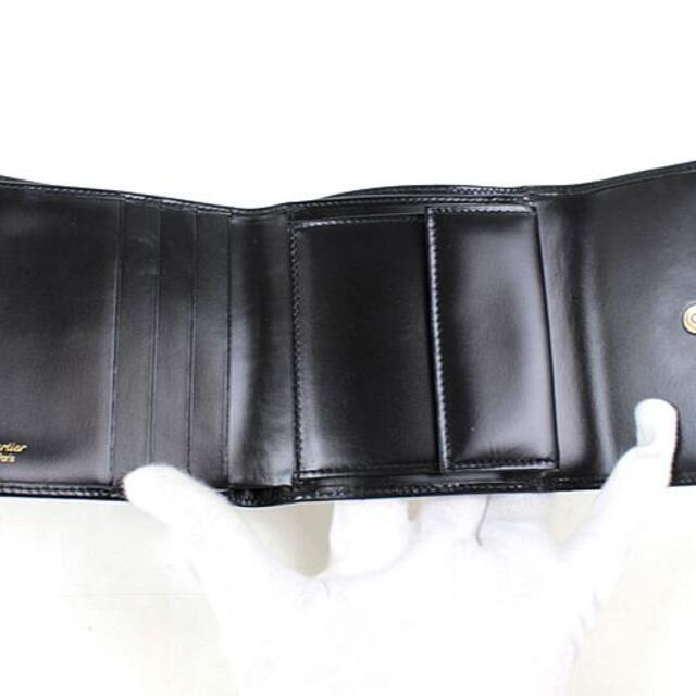 魅力的な カルティエ 三つ折り財布 財布　ブラック 黒 美品　p676 
