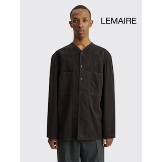 ルメール(LEMAIRE)の22ss lemaire v neck shirt black 46(シャツ)