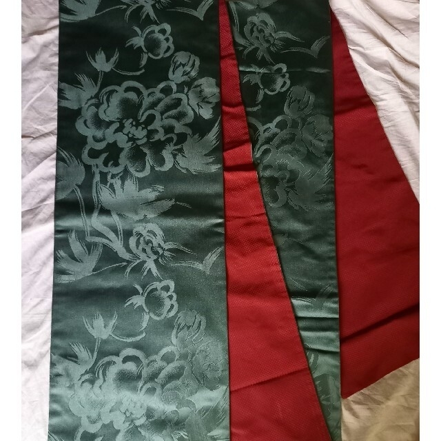 小紋 袷 洗える着物+刺繍半衿+京袋帯+新品帯〆 4点セット