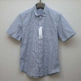ジーユー(GU)のGU シャツ 半袖　ストライプ　水色　ライトブルー　L(シャツ)