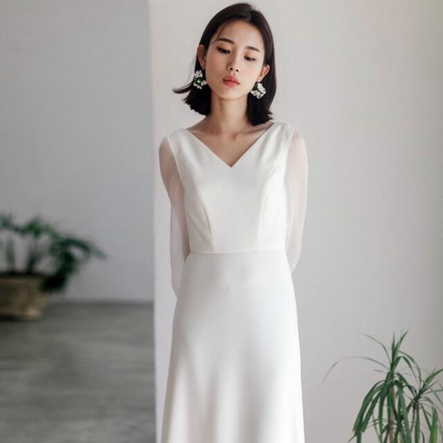 【新品未使用】S ロング ウェディングドレス ホワイト 白　前撮り