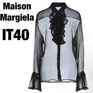 マルタンマルジェラ(Maison Martin Margiela)のお値下げ　Maison Margielaブラックブラウス　IT40 新品正規品(シャツ/ブラウス(長袖/七分))