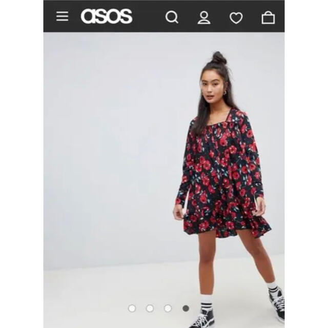 asos(エイソス)のASOS/Wednesday’s girl ポピー柄ワンピース レディースのワンピース(ひざ丈ワンピース)の商品写真