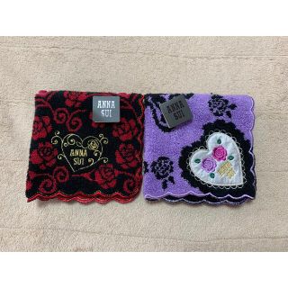 アナスイ(ANNA SUI)の新品☆ アナスイのハート薔薇＆薔薇刺繍のタオルハンカチ２枚組(ハンカチ)