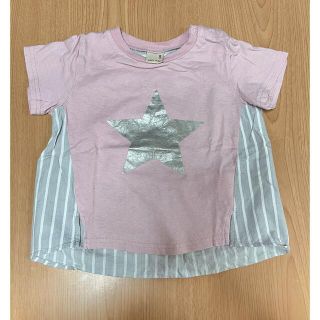 プティマイン(petit main)のプティマイン）箔 星柄 プリント 半袖 Tシャツ 100センチ(Tシャツ/カットソー)