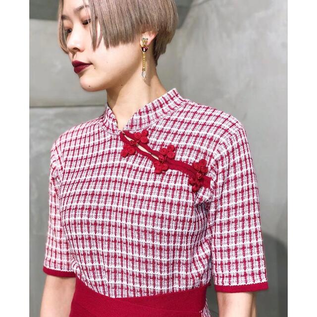 PAMEO POSE - PAMEO POSE ◇ チャイナ ニットワンピースの通販 by 💒に PAMEO POSE - PAMEO POSE ◇ チャイナ ニットワンピースの通販 by 💒に