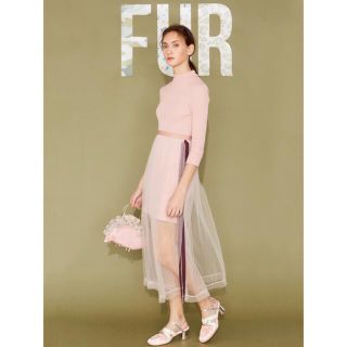 ファーファー(fur fur)の【美品】FURFUR チュールコンビテレコワンピース(ミニワンピース)