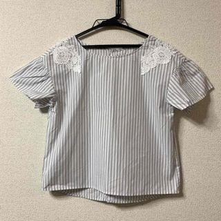 ロペピクニック(Rope' Picnic)の【美品】ロペピクニックカットソー/ストライプカットソー/ROPE/レースシャツ(カットソー(半袖/袖なし))