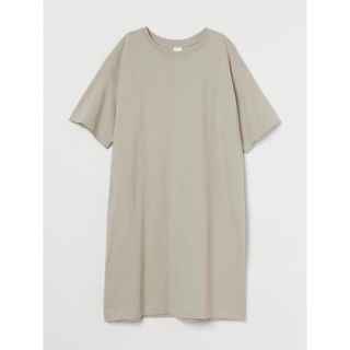 エイチアンドエム(H&M)のH&M ジャージーTシャツワンピース ライトグレージュ S 半袖(ひざ丈ワンピース)