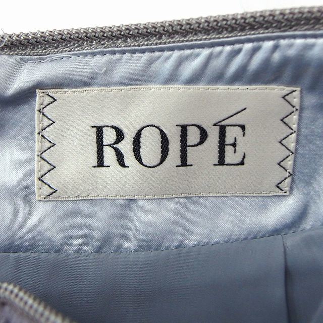 ROPE’(ロペ)のロペ ROPE スカート 台形 チェック ひざ丈 ウール 起毛 36 グレー 灰 レディースのスカート(ひざ丈スカート)の商品写真