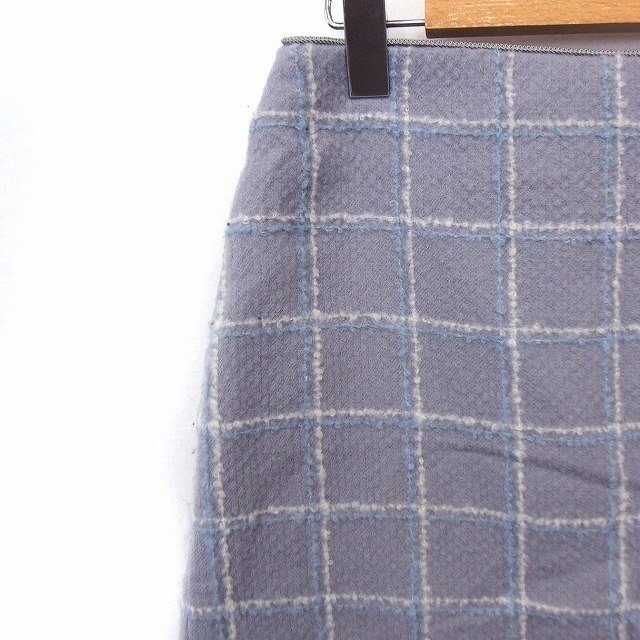 ROPE’(ロペ)のロペ ROPE スカート 台形 チェック ひざ丈 ウール 起毛 36 グレー 灰 レディースのスカート(ひざ丈スカート)の商品写真