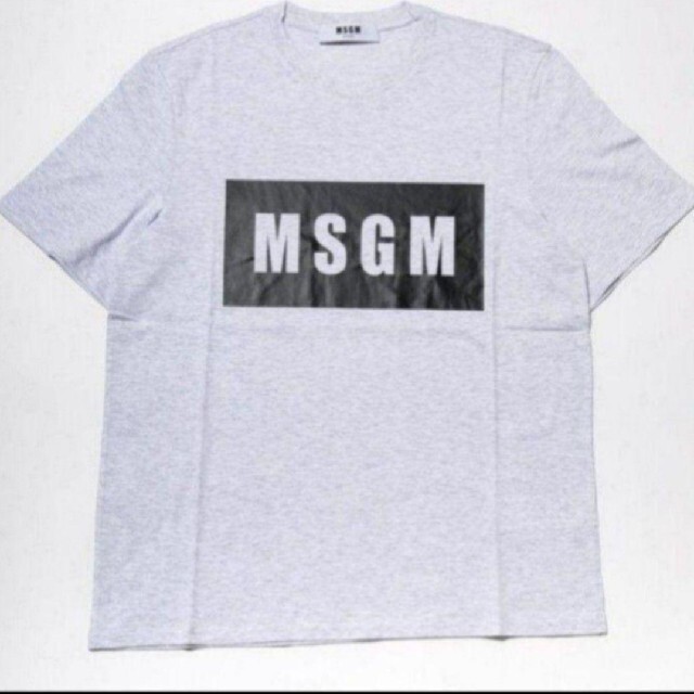 【M】MSGM エムエスジーエム/半袖Tシャツ/パネルロゴプリント/グレー