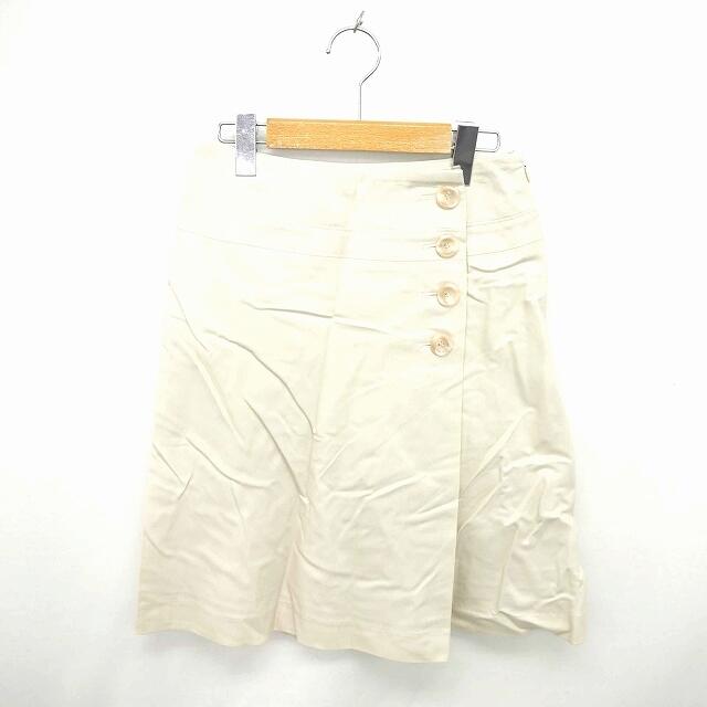 ROPE’(ロペ)のロペ ROPE スカート 台形 膝下丈 サイドジップ 飾りボタン 7 薄茶 ベー レディースのスカート(ひざ丈スカート)の商品写真