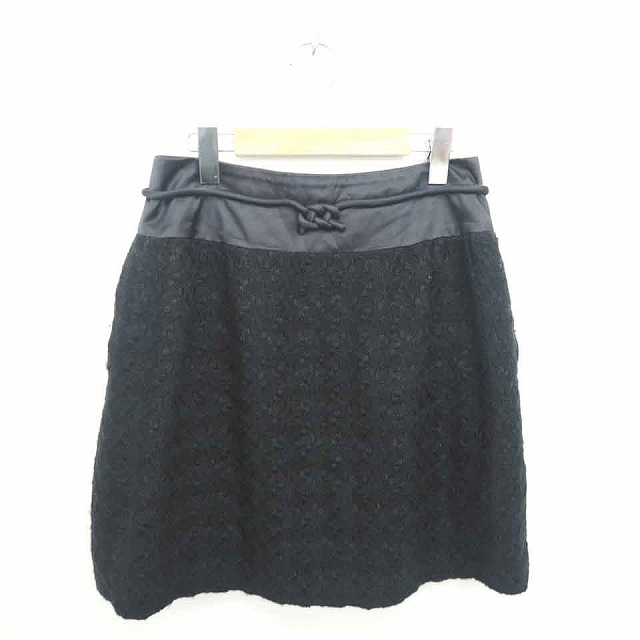 ドゥロワー Drawer スカート 台形 ひざ丈 厚手 バックジップ 綿 コット