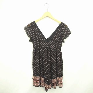 マウジー(moussy)のマウジー moussy ワンピース ひざ丈 総柄 Vネック フレア フレンチスリ(ひざ丈ワンピース)