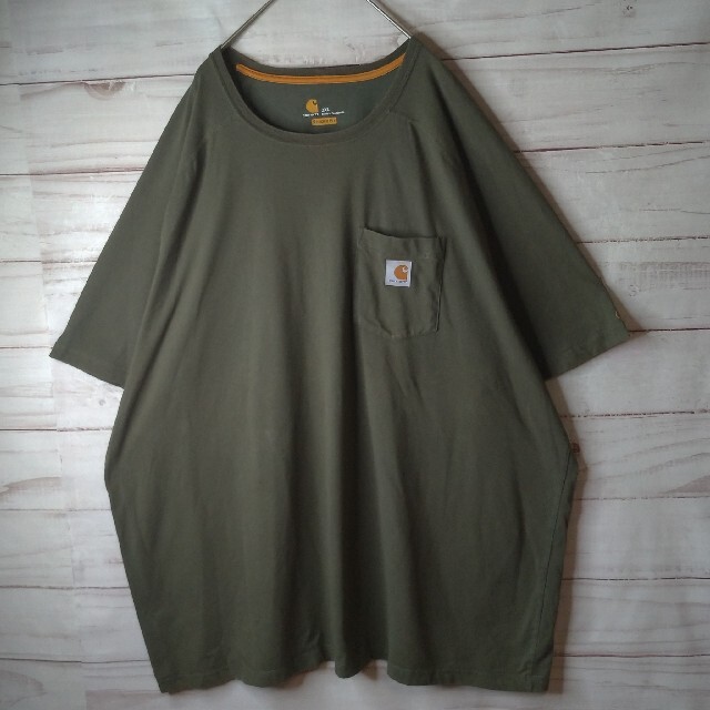carhartt(カーハート)の古着 90s Carhartt オーバーサイズ ポケットTシャツ カーキ メンズのトップス(Tシャツ/カットソー(半袖/袖なし))の商品写真