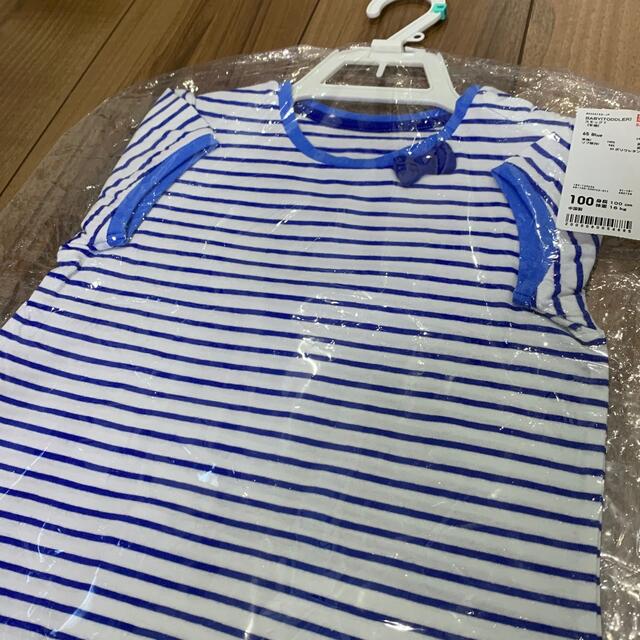 UNIQLO(ユニクロ)の【新品】 ユニクロ ボーダー  Tシャツ 女の子 リボン 半袖 夏服 子供 キッズ/ベビー/マタニティのキッズ服女の子用(90cm~)(Tシャツ/カットソー)の商品写真