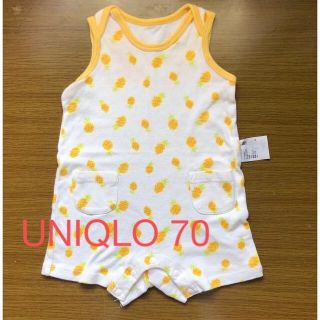 ユニクロ(UNIQLO)のパイナップル柄　ノースリーブロンパース  70(ロンパース)