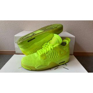 ナイキ(NIKE)のナイキ エア　ジョーダン4 レトロ　フライニット ボルト　蛍光　イエロー(スニーカー)