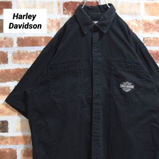 ハーレーダビッドソン(Harley Davidson)の《ハーレーダビッドソン》刺繍ブランドロゴ　ブラック　Lサイズ　半袖シャツ(シャツ)
