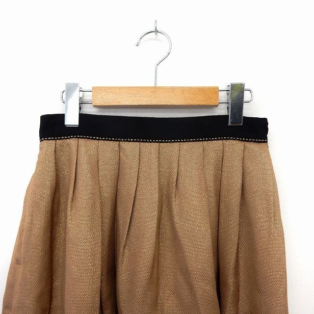 ROPE’(ロペ)のロペ ROPE スカート フレア 膝丈 ラメ混 バックジップ 9 茶 ブラウン レディースのスカート(ひざ丈スカート)の商品写真