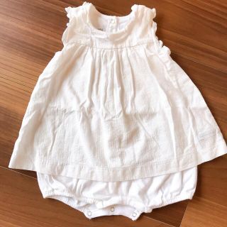 プチバトー(PETIT BATEAU)のプチバトー　白ワンピース ロンパース(ワンピース)