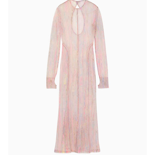 Marble Print Sheer Jersey Dress  pink