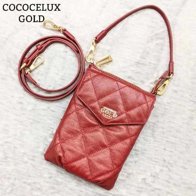 極美品✨ココセリュックスゴールド 3way チェーンバッグ キルティング