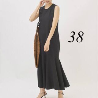 プラージュ(Plage)の新品タグ付き☆ Plage ティアードノースリーブワンピース　ブラック／38(ロングワンピース/マキシワンピース)