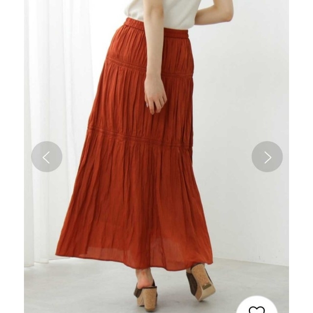 PROPORTION BODY DRESSING(プロポーションボディドレッシング)の未使用 ボディドレ ギャザーサテンティアードマキシスカート ダークベージュ 2s レディースのスカート(ロングスカート)の商品写真