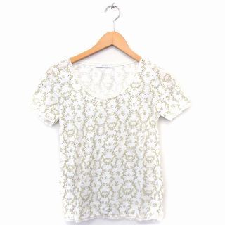 シュカ Shuca カットソー Tシャツ レース 花柄 ボートネック 半袖 コッ