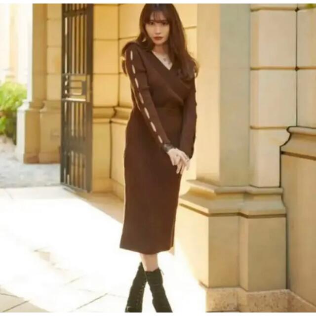 Her lip to(ハーリップトゥ)の【yumin様専用】ハーリップトゥ Wrap-Effect Knit Dress レディースのワンピース(ひざ丈ワンピース)の商品写真