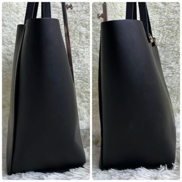 ✨極美品✨フルラ トートバッグ エデン A4収納 ブラック ポーチ付き レザー